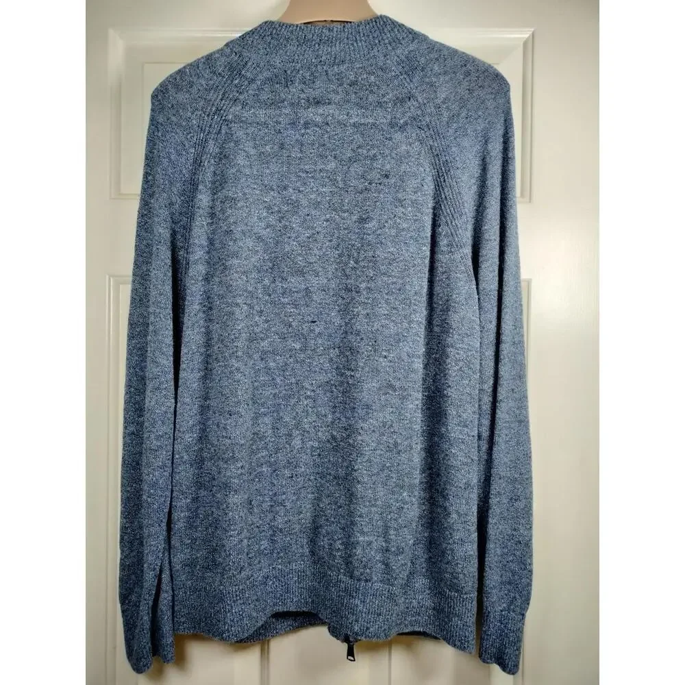 Banana Republic Men's L FullZip Sweater Italian Linen Coastal Grandad Minimalist